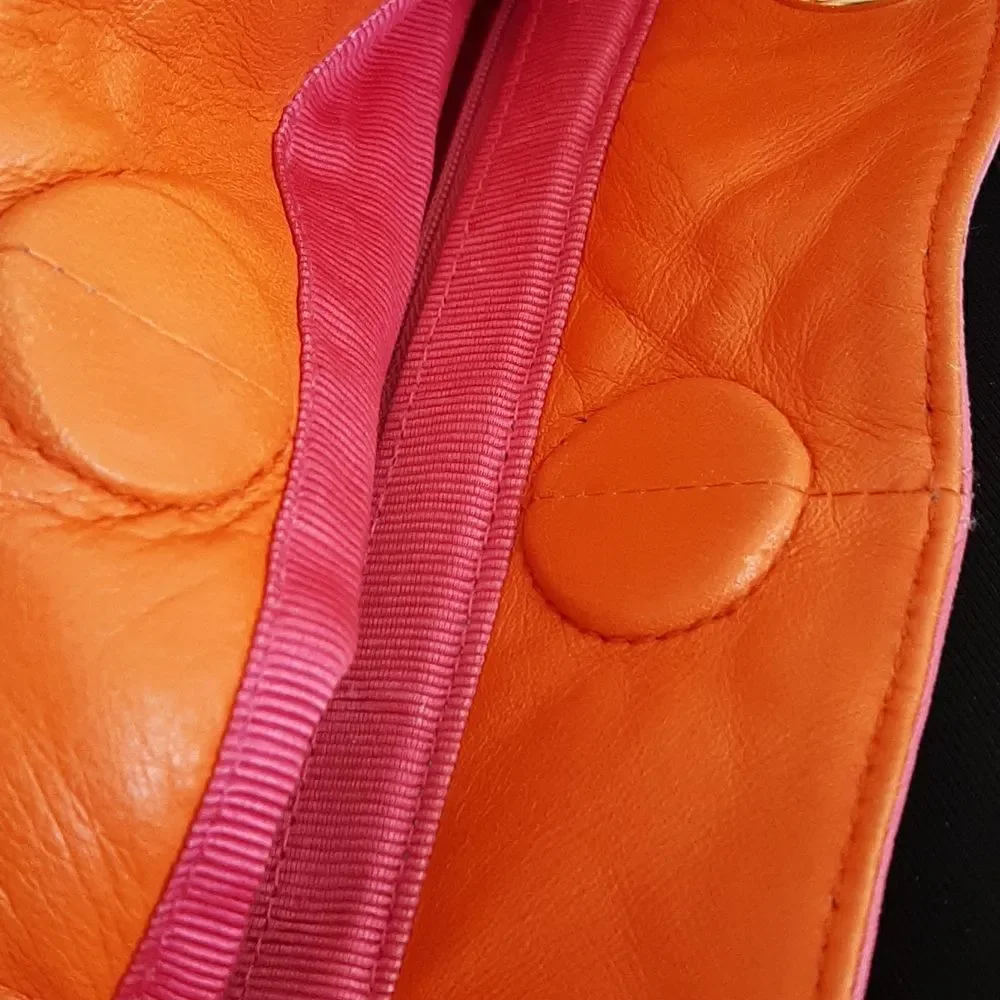 Pink and orange leathershoulder handbag